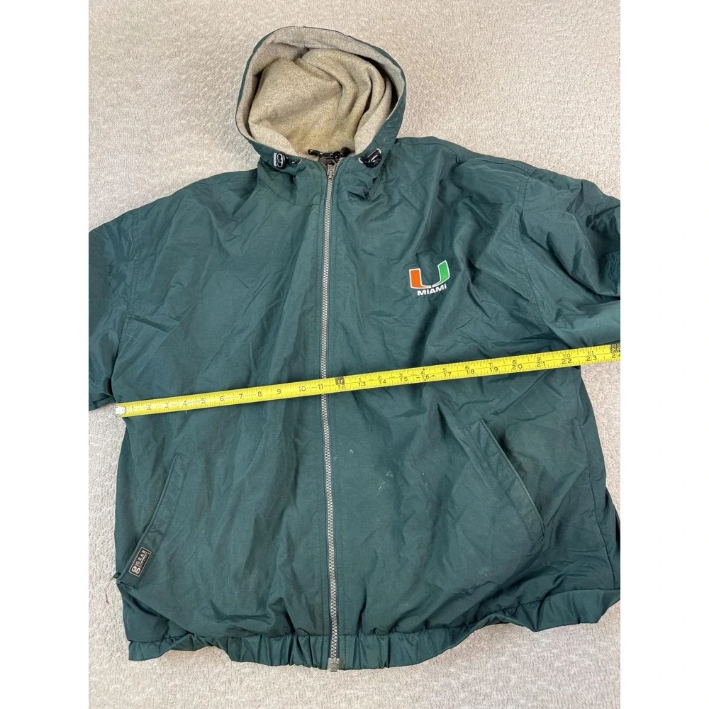 Vintage Miami Hurricanes Jacket Mens Large Green‎ NCAA College Football Hooded